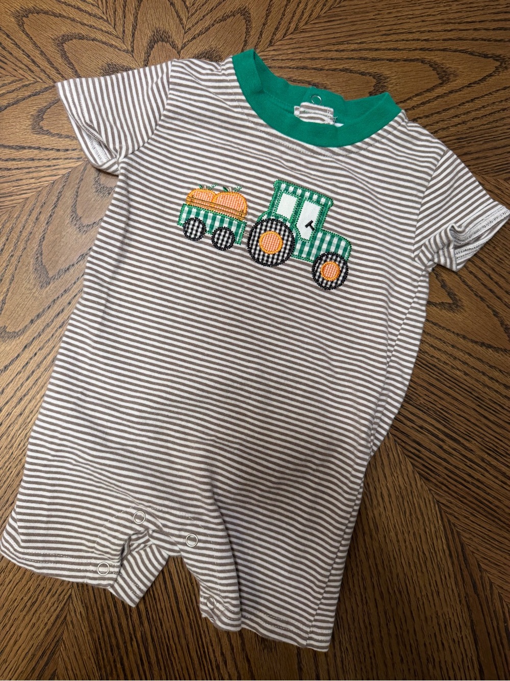 Trotter Street Tractor Striped Baby One-Piece Bodysuit 6M